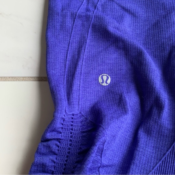 Lululemon In The Flow Crop II Heathered Bruised Berry seamless leggings purple - Picture 10 of 12
